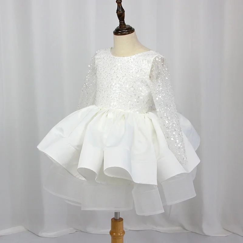 Baby Girl Princess Sequins Tutu Dress Long Sleeve Infant Toddler Vintage Vestido Party Birthday Pageant Xmas Baby Clothes 1-7Y