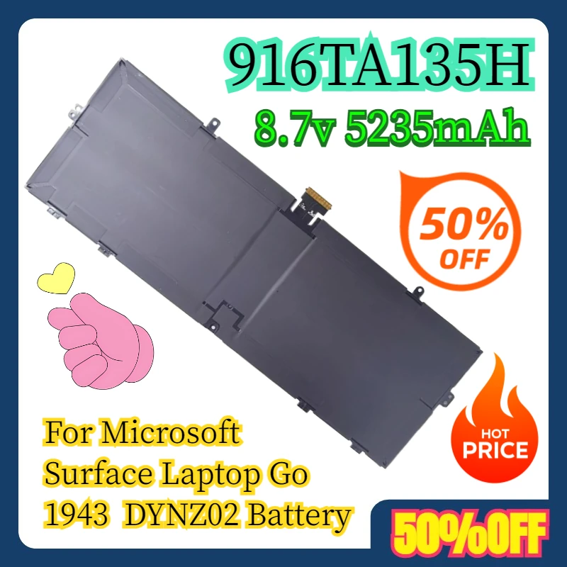

8.7v 5235mAh For Microsoft Surface Laptop Go 1943 916TA135H DYNZ02 Battery