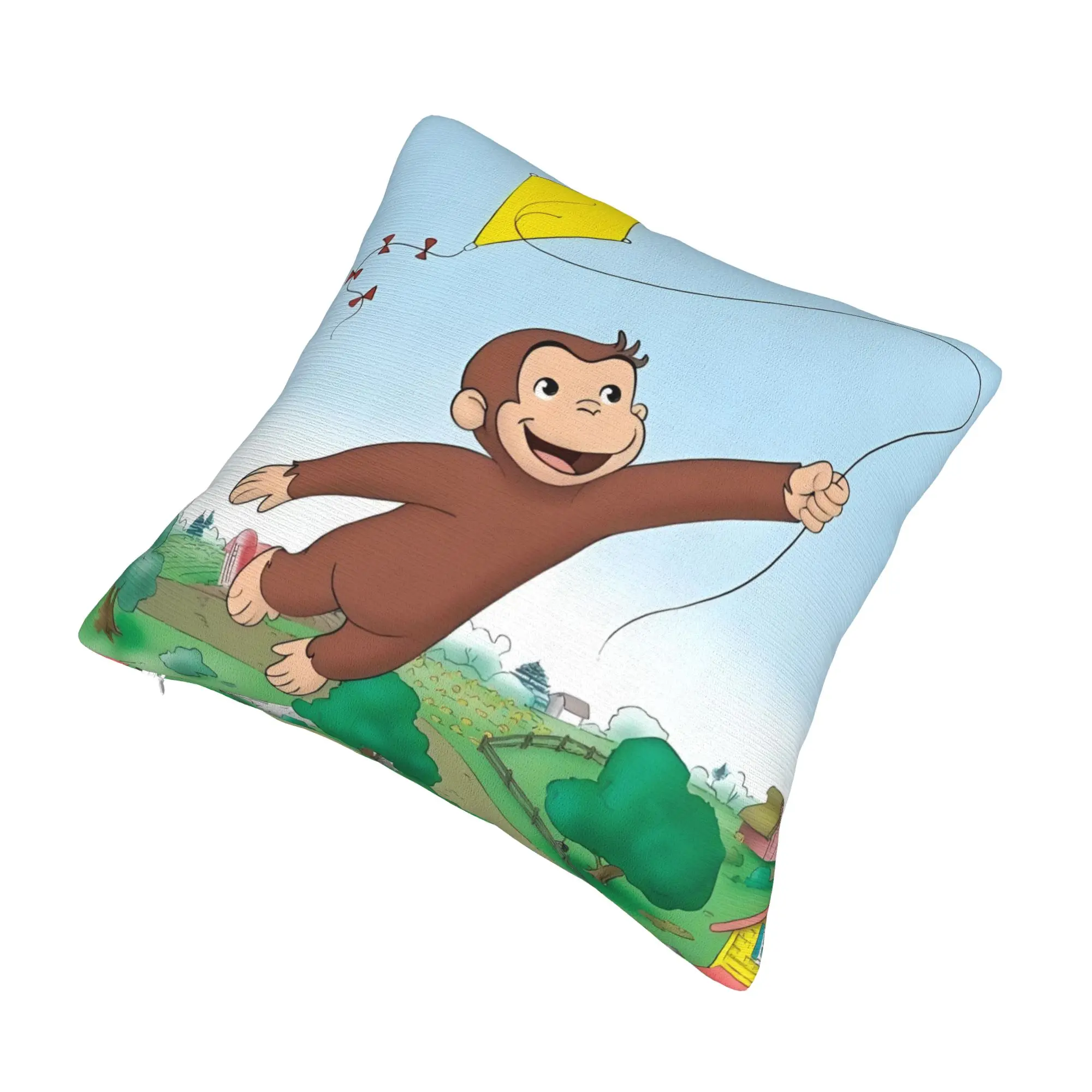 C-Curious G-Georges Flying Kite Pillow Case 40x40cm Home Decoration Countryside  Luxury Cushion Cover Velvet Pillowcase