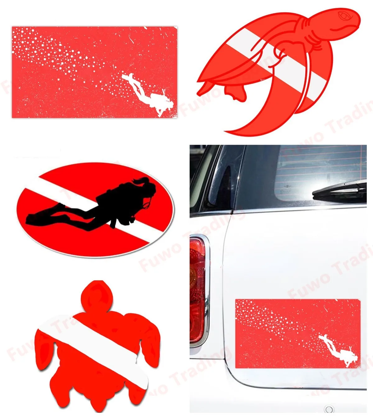 Best-selling Dive Flag Club Camper Car Stickers Anime DIY Occlusion Scratch Waterproof Window Trunk Decals