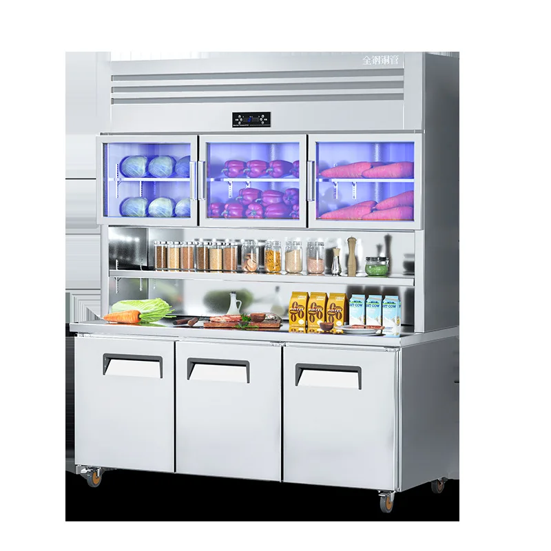 

child and mother cabinet Commercial large-capacity kitchen Stainless steel refrigerated and frozen double temperature freezer