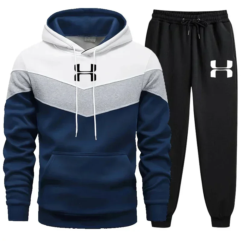 Autumn Winter Men Tracksuits Sets Long Sleeve Hoodie+Jogging Trousers Two Piece Fitness Running Suits Sportswear Casual Clothing