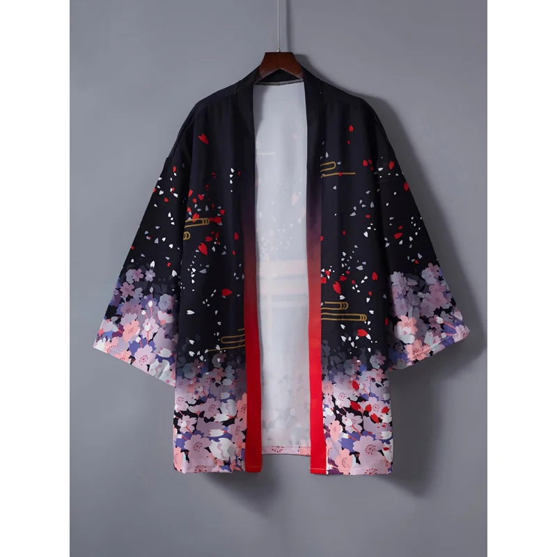 Modny kwadratowy kardigan kimono męski, kostium cosplay, letni damski i męski zielony kardigan kimono z nadrukiem 3D w stylu japońskim, odzież unisex