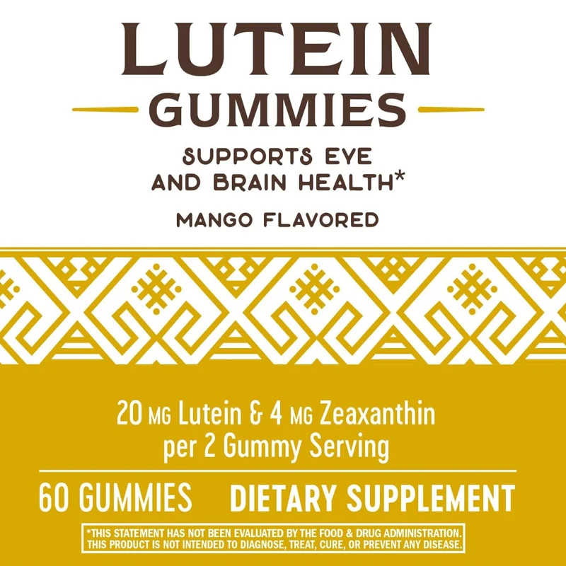 Lutein gummies contain zeaxanthin, eye health and brain function supplements *, mango flavored, 60 capsules