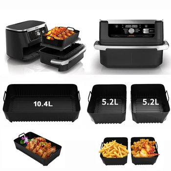 Air Fryer Tablett Silikon Form Für Ninja Af500 Air Fryer Liner Korb Wiederverwendbare Ofen Backblech Antihaft Pizza Grill pfanne