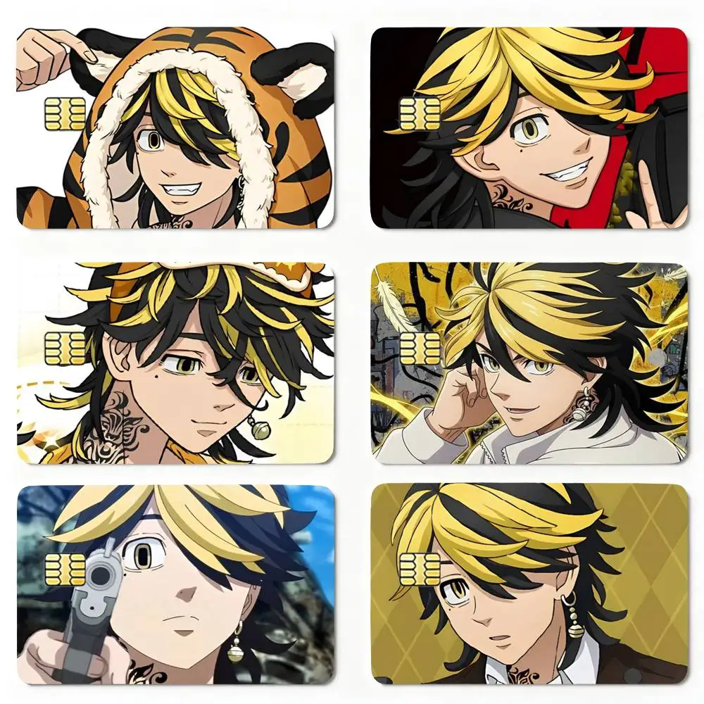 okyoR-Revengers Kazutora Hanemiya Credit Card Skin Stickers For VISA Bank Bus Metro Access Card Protective Film Cover Sticker