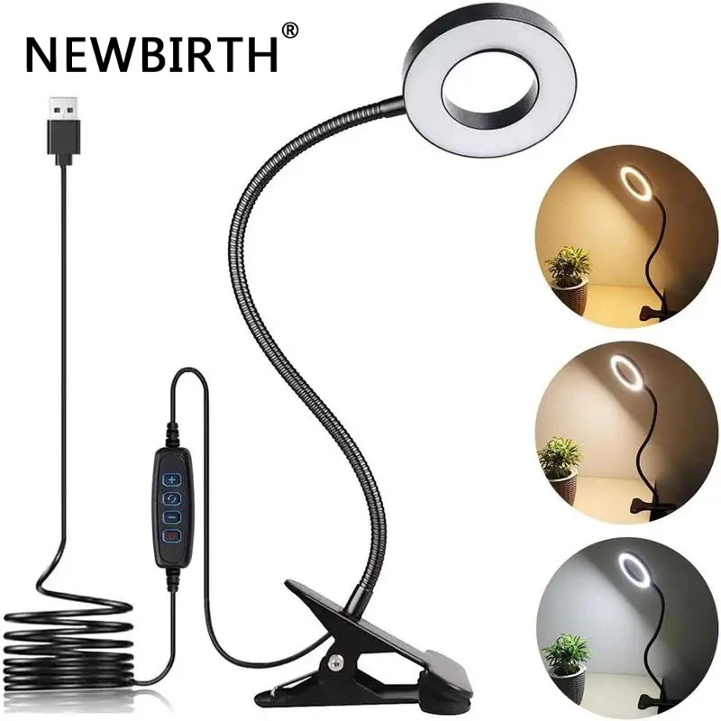 

48 LEDs Clip on Desk Lamp 360°Flexible Gooseneck Reading Table Light Eye-Caring USB Clamp Books Night Light Study Read Light