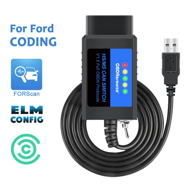 

USB-адаптер FORSCan ELM327 OBD2 V1.5 считыватель кодов с переключателем HS/MS чипом PIC18F25K80 для серии Ford