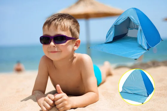 Automatic Instant Pop Up Tent Potable Beach Tent Outdoor Waterproof UV Protection Camping Fishing Tent（With door curtain）