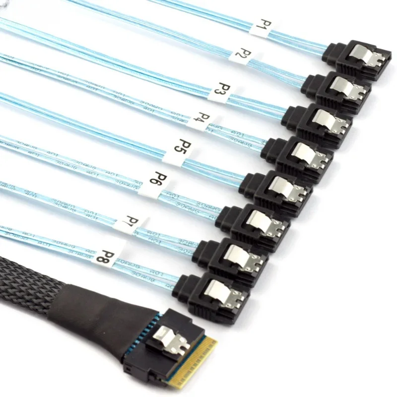 PCI-E Slimline SAS SFF-8654 8I ไปยัง8X สายแปลงฮาร์ดดิสก์เซิร์ฟเวอร์หัวตรง SATA