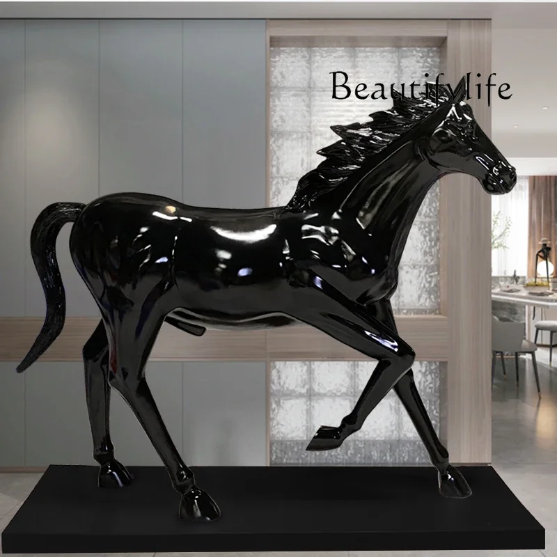 Fiberglass Simulation Outdoor Running Horse Sculpture with Base Shopping Mall Floor-Standing Decorations Large Ornaments