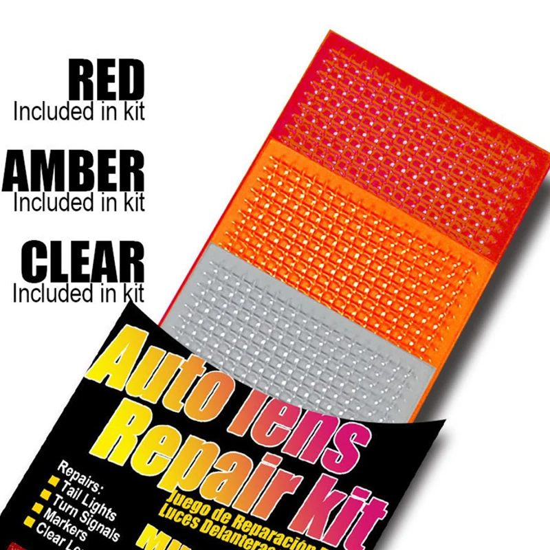 Kit de reparación de luz trasera de lente automática de 3 uds, vidrio de lente trasera de rejilla de coche roto de fijación DIY