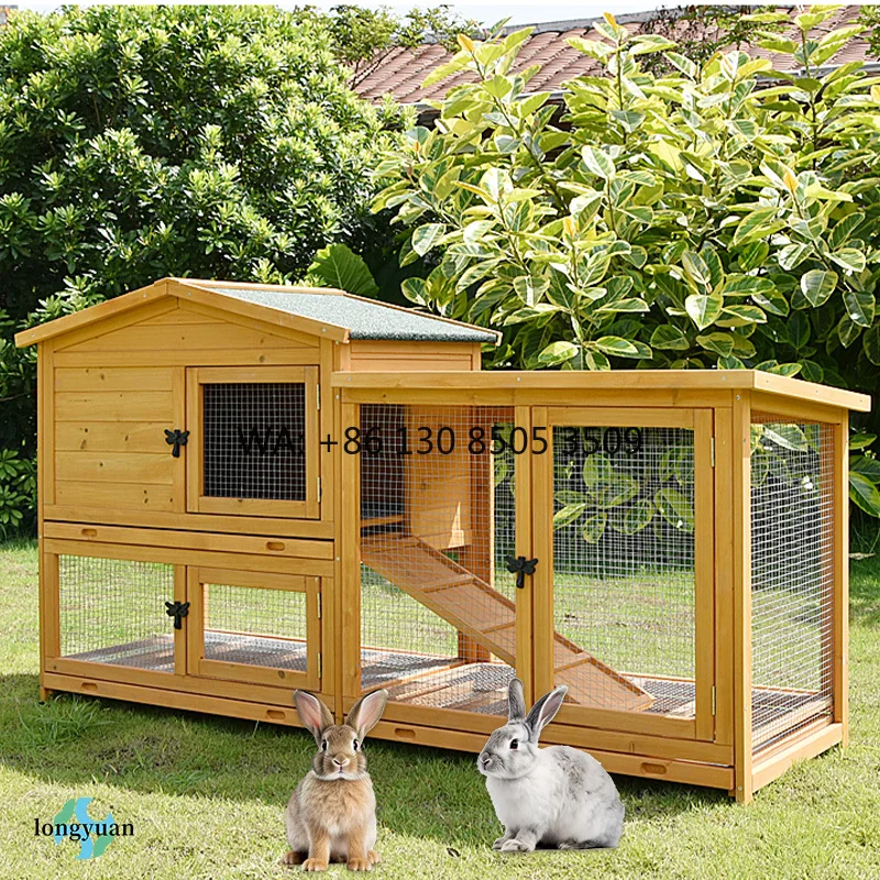 

Modern Outdoor Wooden Rabbit Hutch & Poultry House Unique Spacious Bunny Cage for Rabbits and Small Backyard Animals