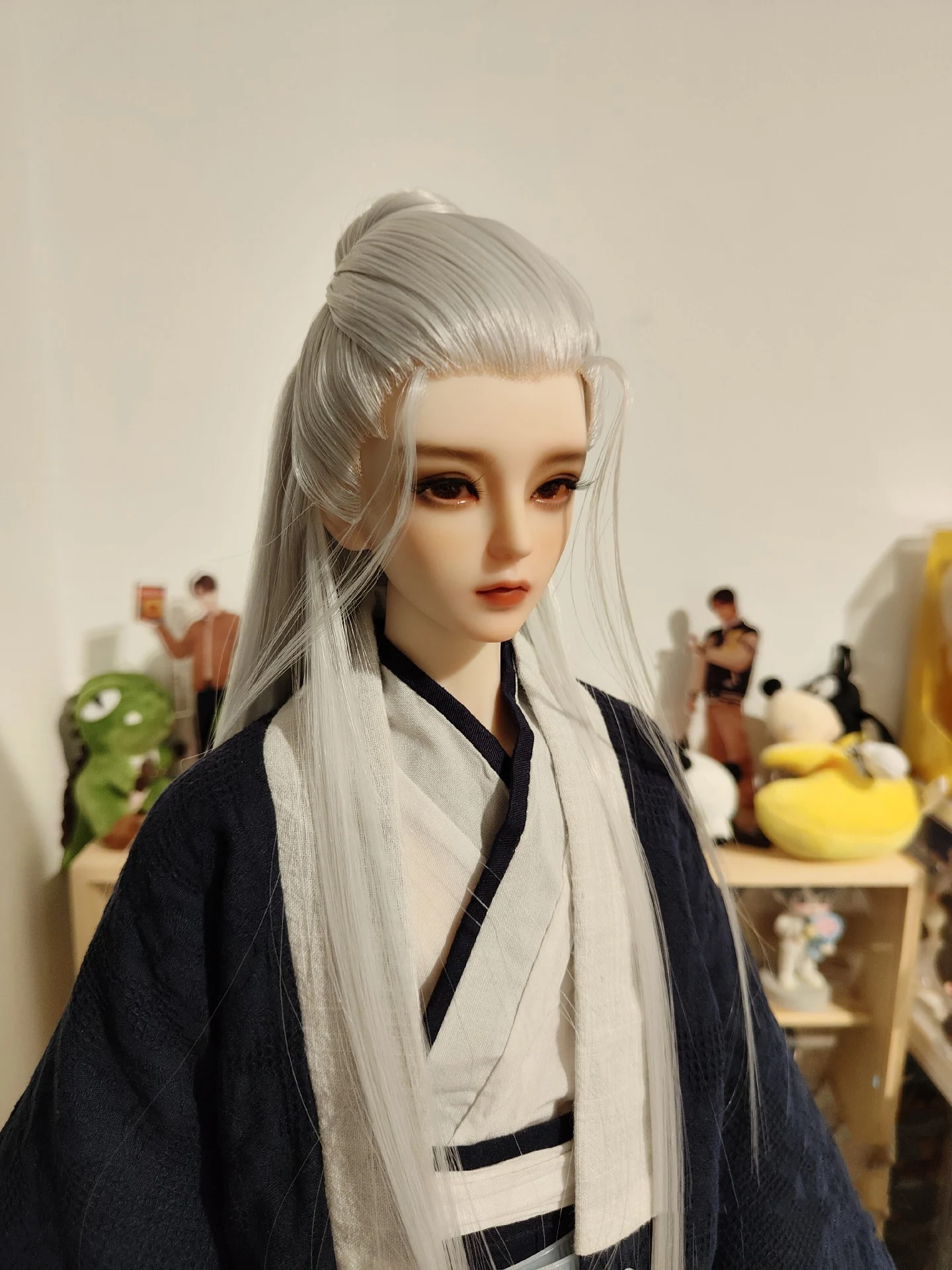 1/4 1/3 Oude Kostuum Bjd Pop Pruik Hanfu Stijl Retro Lang Haar Samurai Pruiken Voor Bjd/Sd Msd Sd13 Ssdf Oom Accessoires C1980