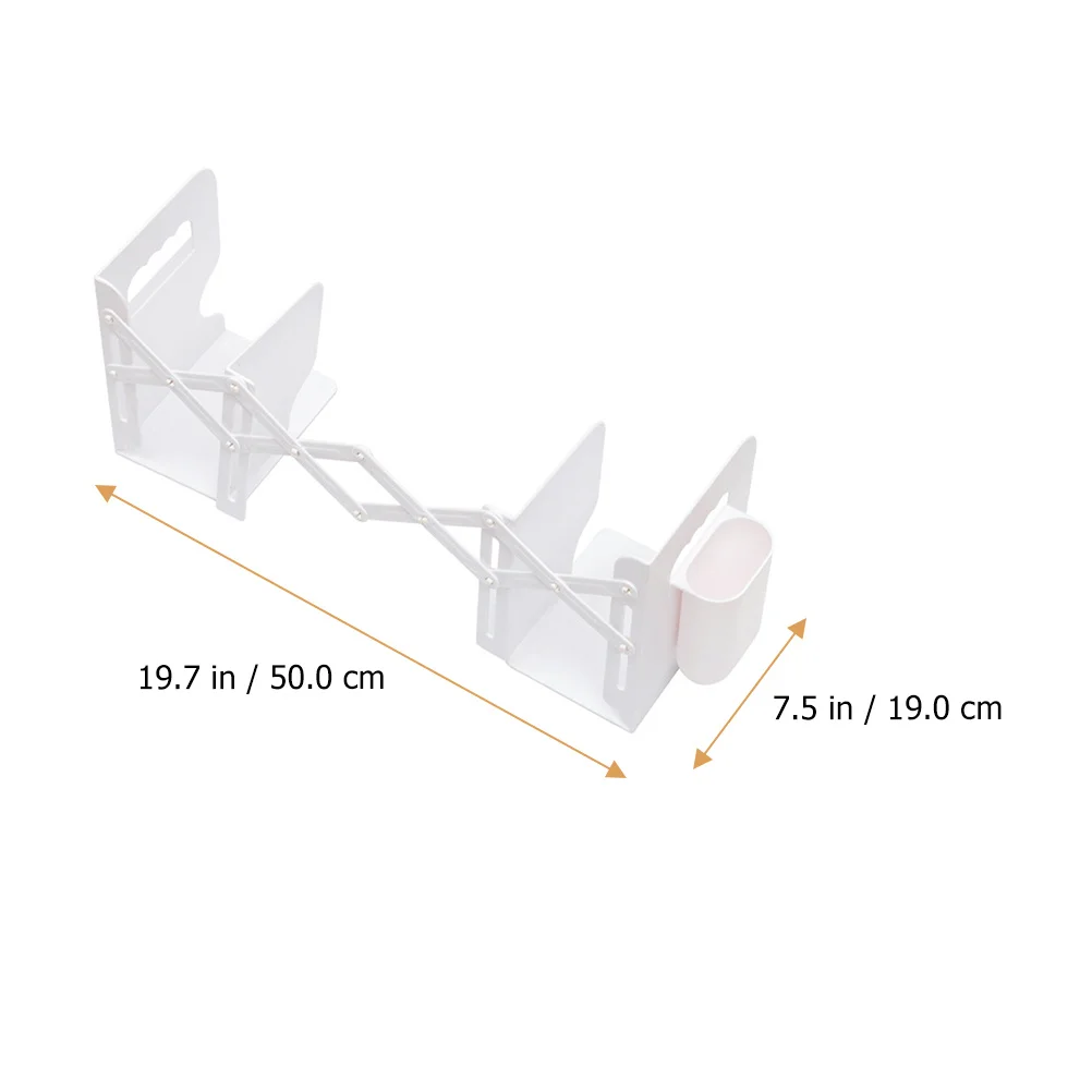 

Adjustable Bookends with Pen Holder Telescopic Desktop Book Organizer for Office Home Study Expandable Bookshelf Storage Rack