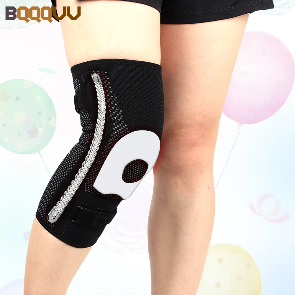 

1PC Knee Support Brace Compression Sleeve with Metal Side Stabilizes and Patella Tendon Strap for Joint Pain Relief, Running,Gym