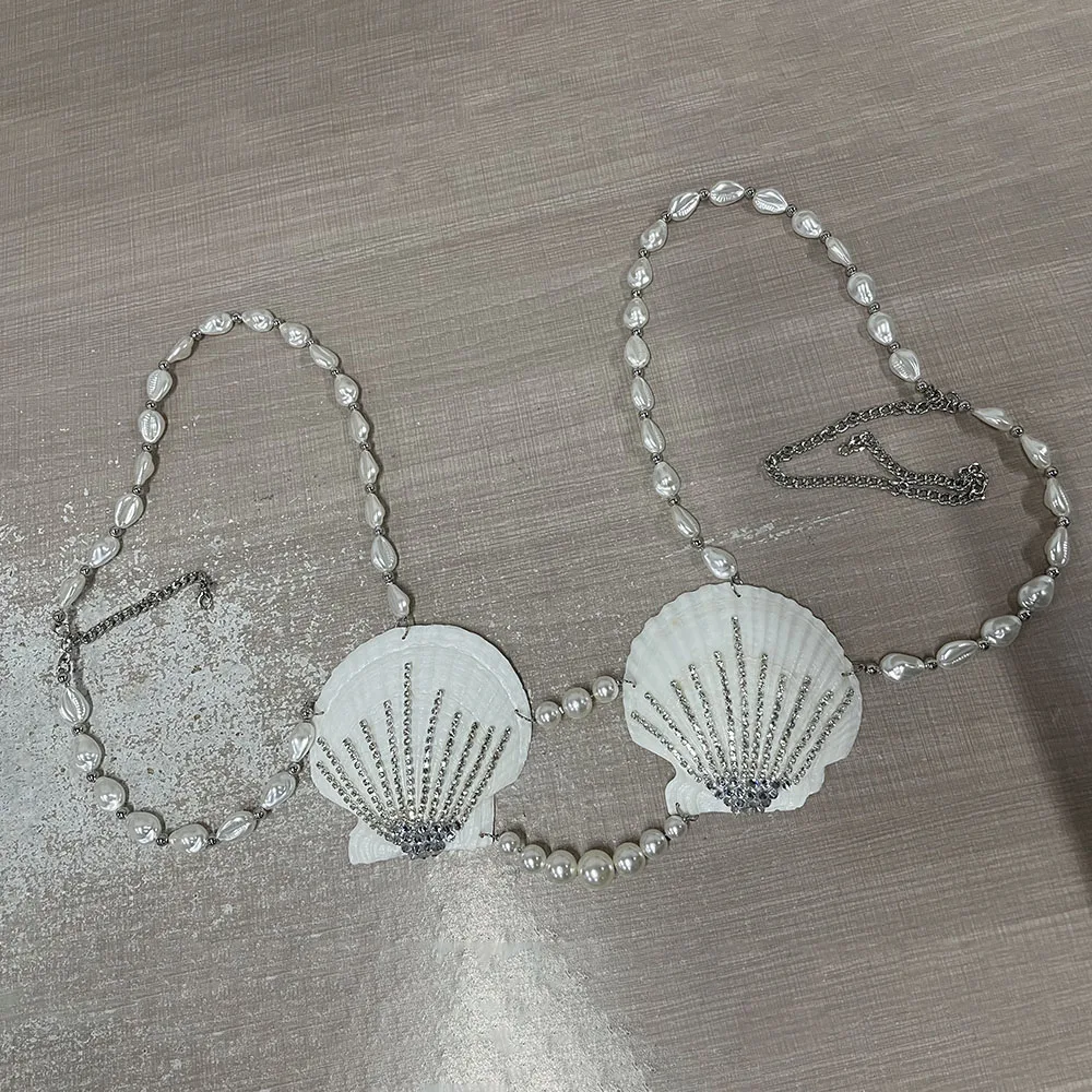YOUR BUMP CURVE White natural thin shell handmade beaded bra sexy ladies island honeymoon travel body accessories 2025 summer