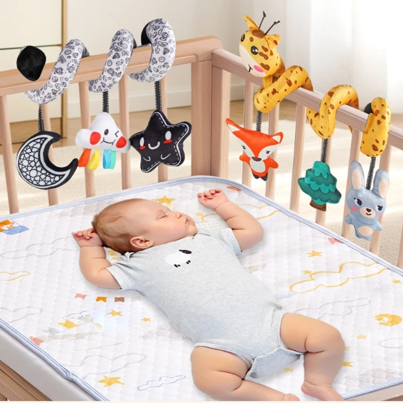 Babyreisvriendelijk spiralen hanger speelgoed autostoeltje entertainen auditieve textuur speelgoed 15UB