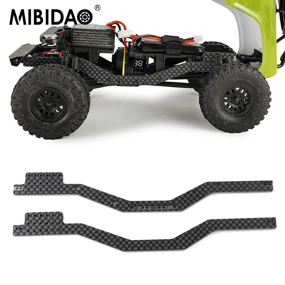 MIBIDAO Carbon Fiber Chassis Frame Rails Girder for Axial SCX24 Deadbolt Chevrolet Jeep Wrangler Gladiator Bronco 1/24 RC Car