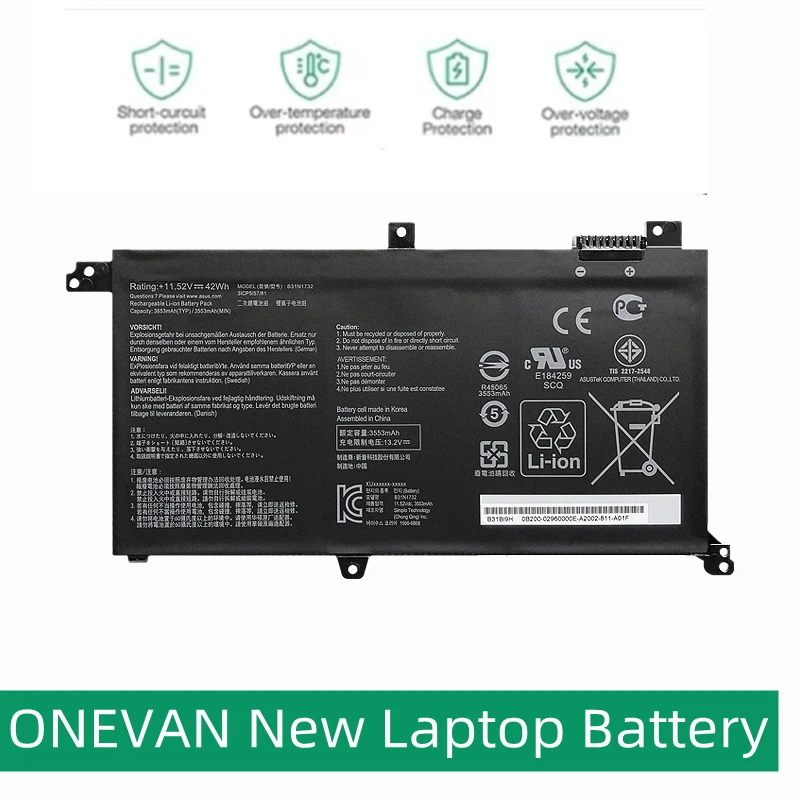 

ONEVAN New B31N1732 , parte de PC para ASUS VivoBook X430UA X430UF X430UN X430FA X430FN X571G X571LH X571GT 11,52 V