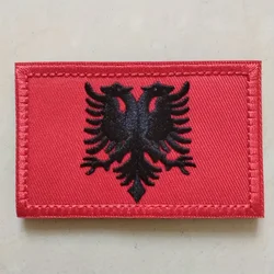 Albania Flag Embroidered Velcros Patch Hook & Loop – Tactical Morale Badge Applique for Caps, Clothing, Molle Backpacks DIY