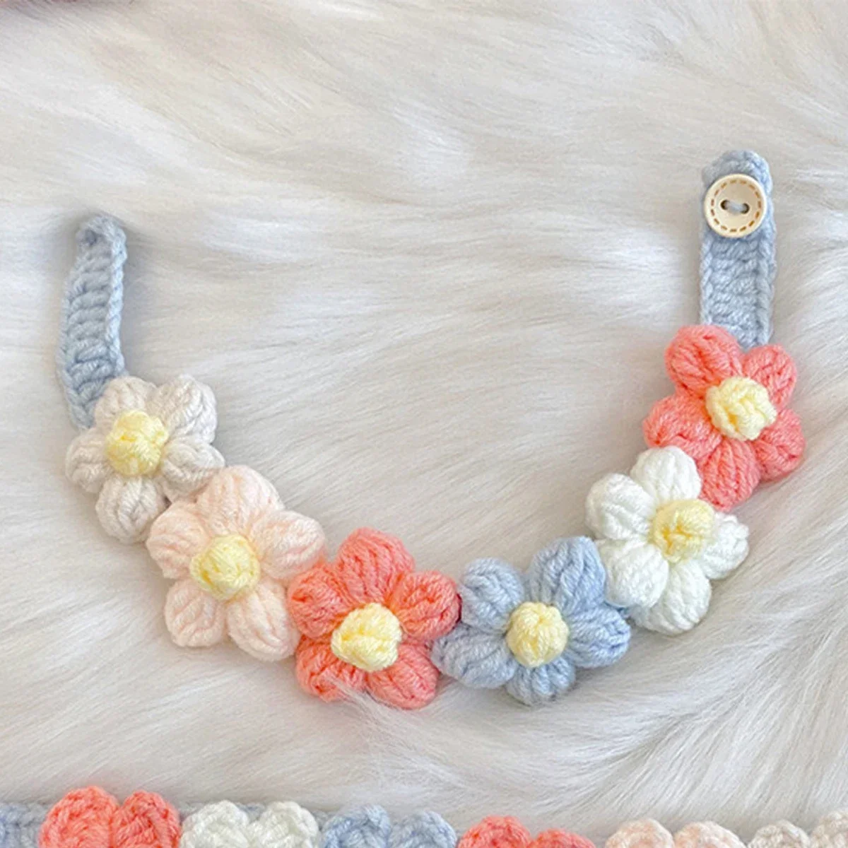 Cat Dog Knitted Collar Crochet Collar Ins Style Pet Drool Scarf Bib Flower Accessories Pure hand knitting - Image 2