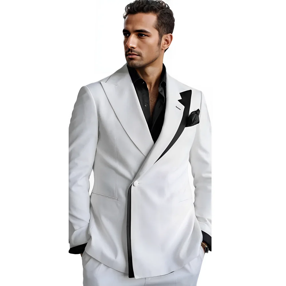 Elegant Men's Suit 2 Piece Set Fashion Design Wedding Groom Tuxedo Party Dinner Suit Custom Outfit for Mens