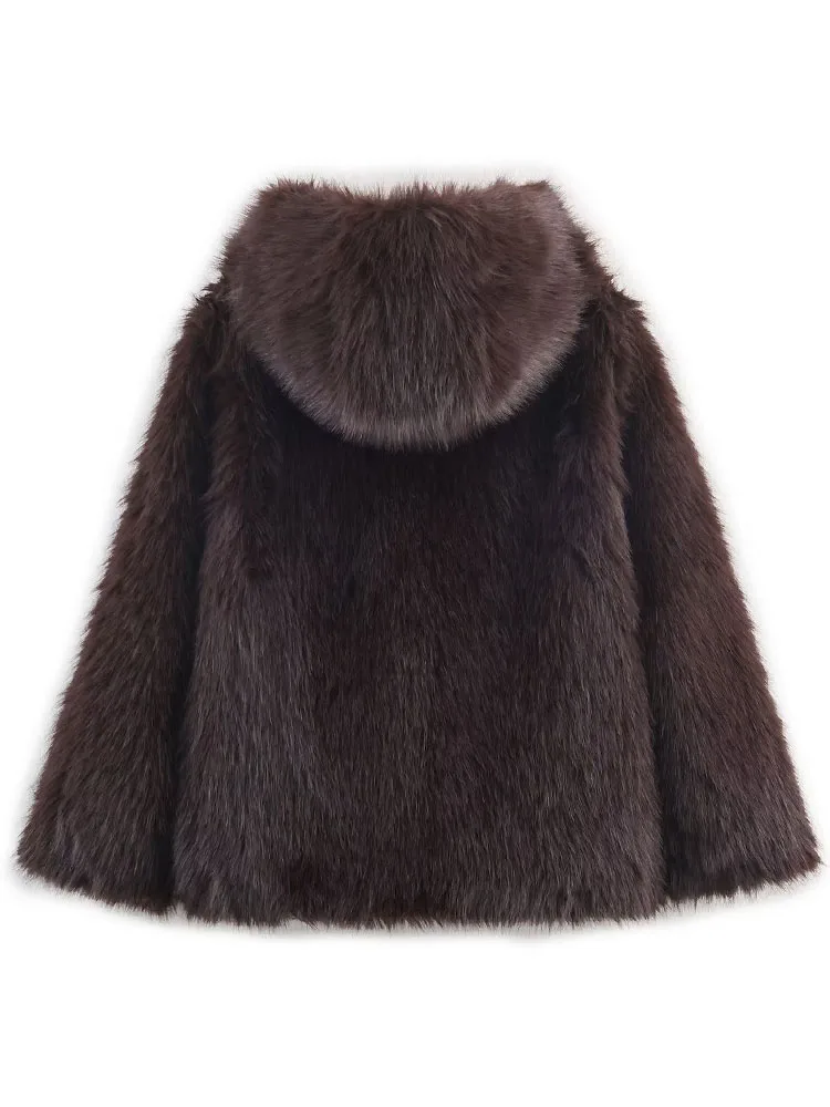 HH Winter Nieuwe Mode Dames Losse Chique Jassen Effen Capuchon Lange Mouwen Single Breasted Vrouwelijke Casual Warme Korte Jassen