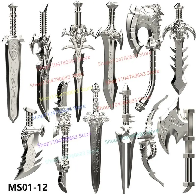 Blocs de construction MOC, bouclier portatif, accessoires de hache, Mini figurine d'action, modèle d'assemblage, affichage, jouet animé, cadeau à collectionner