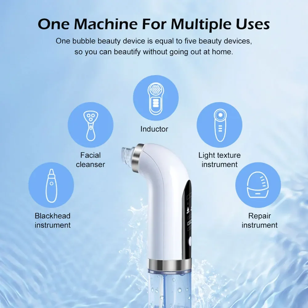 Microbubble Blackhead Remover Vacuum Suction Rechargeable Small Bubble Pore Acne Skincare Electric Face Nose Cleaner Device