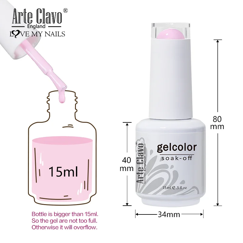 Arte Clavo 15ml Gel Polish Set Semi-permanent Summer Hot Sale Gel Varnish for Nails Lacquer Soak Off UV LED Nail Gel Polish