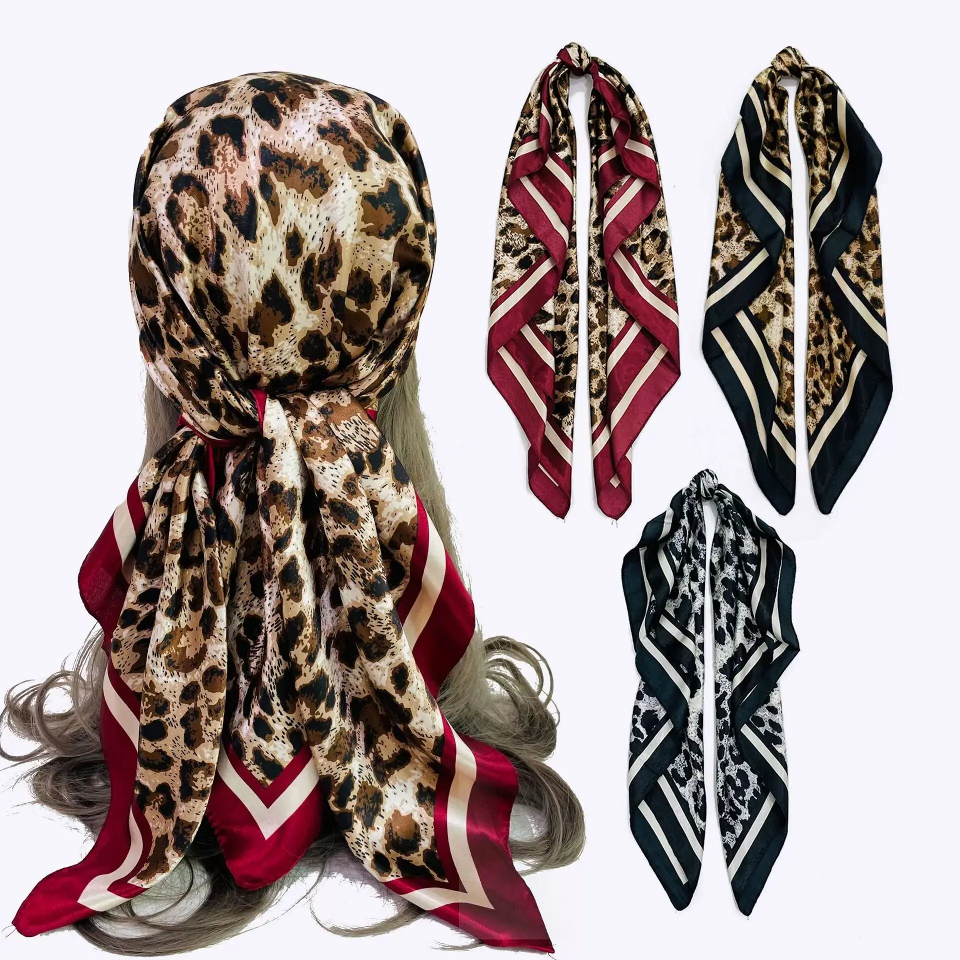 2022Europe\'s New Hot Selling All-Match Leopard Pattern Women\'s Leisure Tourism Fashion Shawl Large Square Scarf Muslim Headscarf