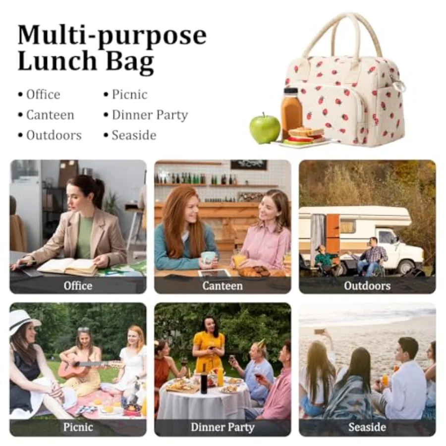 Insulated Lunch Bag for Women Men Large Reusable Lunch Box Adult Leakproof Portable Cooler Tote Bags for Work Picnic view 6