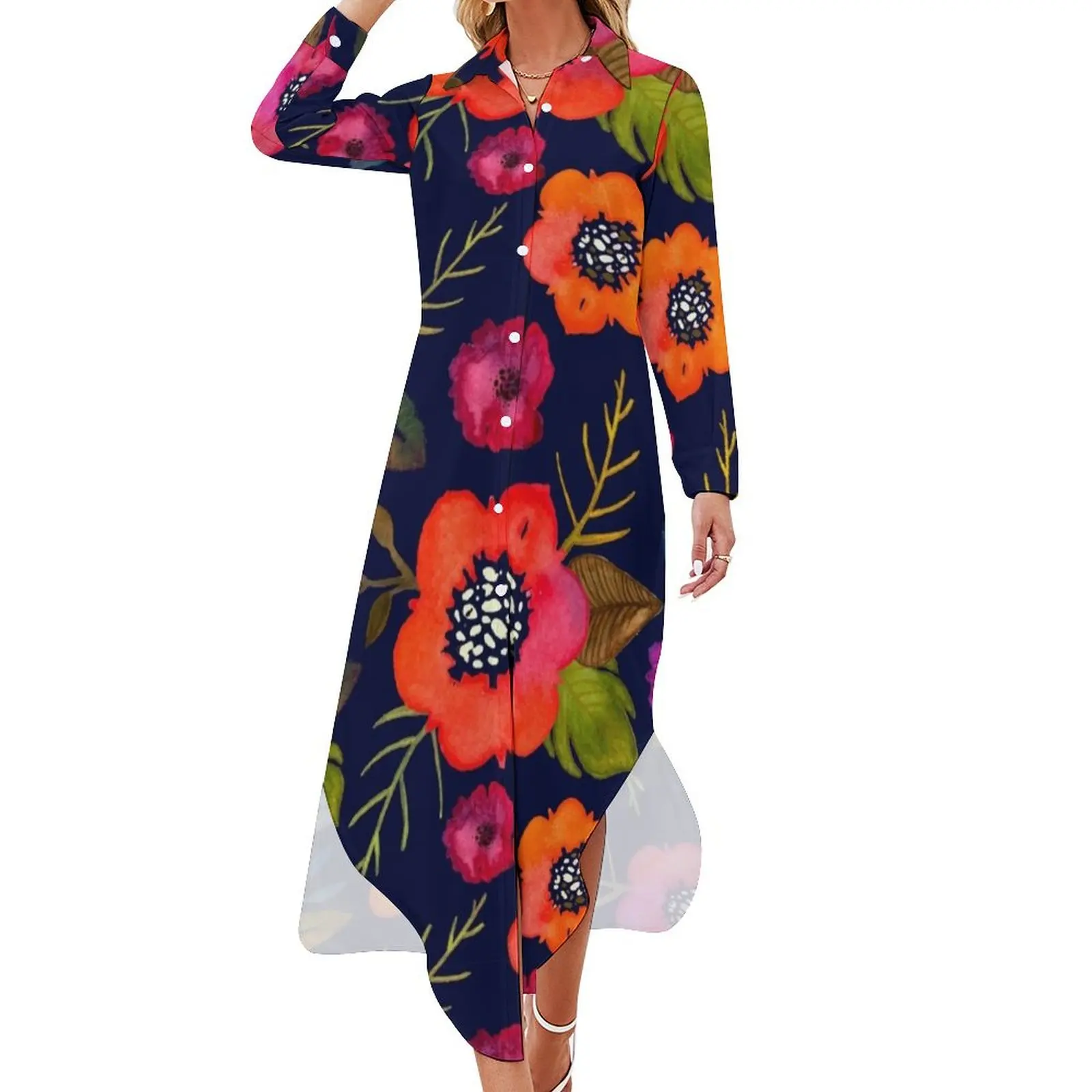 

Symphony de Fleurs Long Sleeved Shirt Dress prom dress 2024 clothes