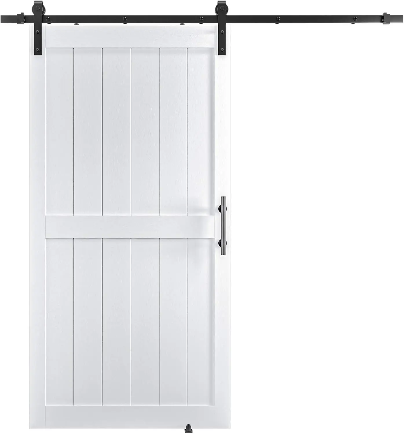 42in x 84in MDF Sliding Barn Door with 7ft Barn Door Hardware Kit & Handle, Pre-Drilled Holes Easy Assembly