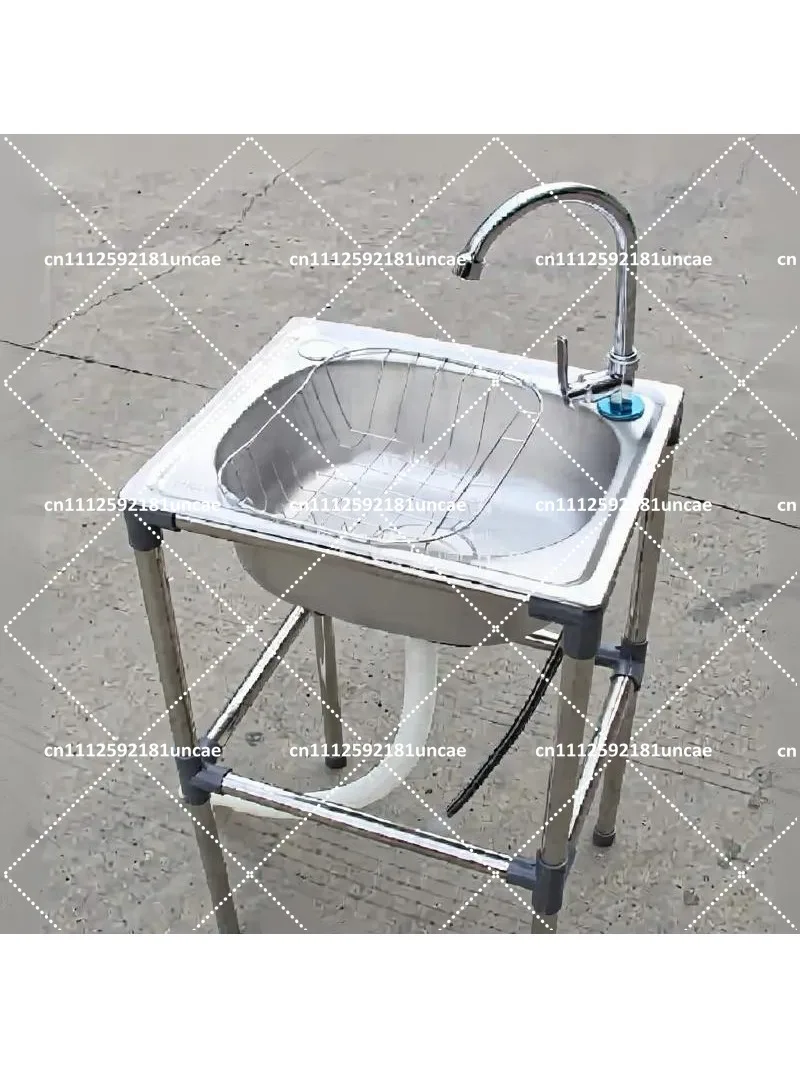 Removable Sink Simple Washbasin Table Integrated Stainless Steel Shelf Bathroom Vanity