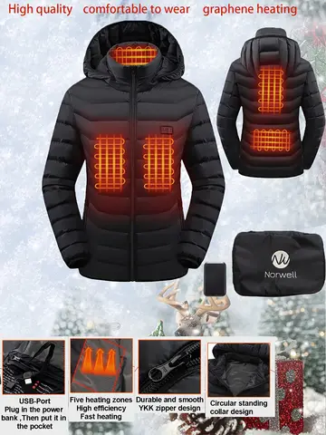 Women's winter heated jacket (with power supply), new autumn-winter outdoor casual and sports casual fashionable heat-resistant