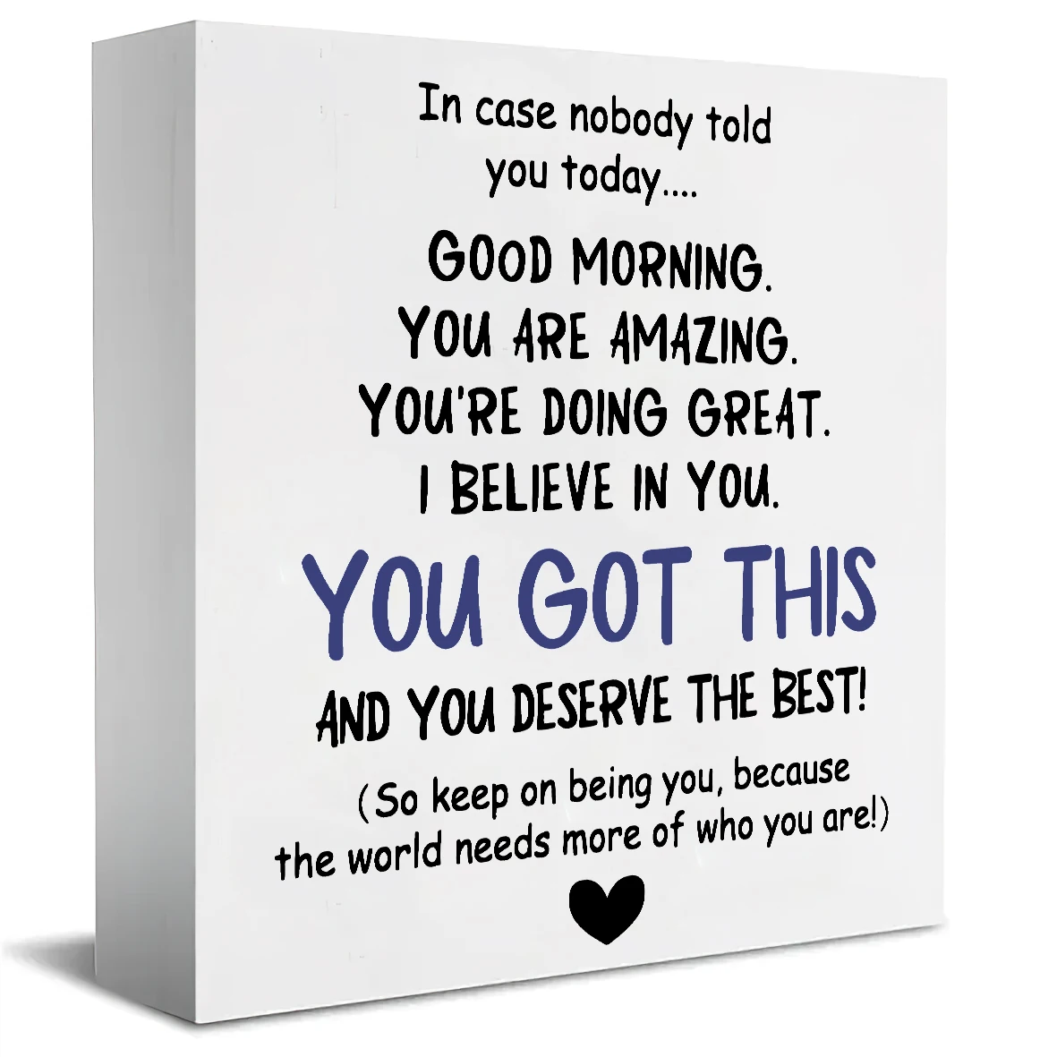 Inspirational Heart-Shaped wood Desk Ornament - 'Good Morning, You Are Amazing' & More - Perfect for Home Office Decor or Gift,