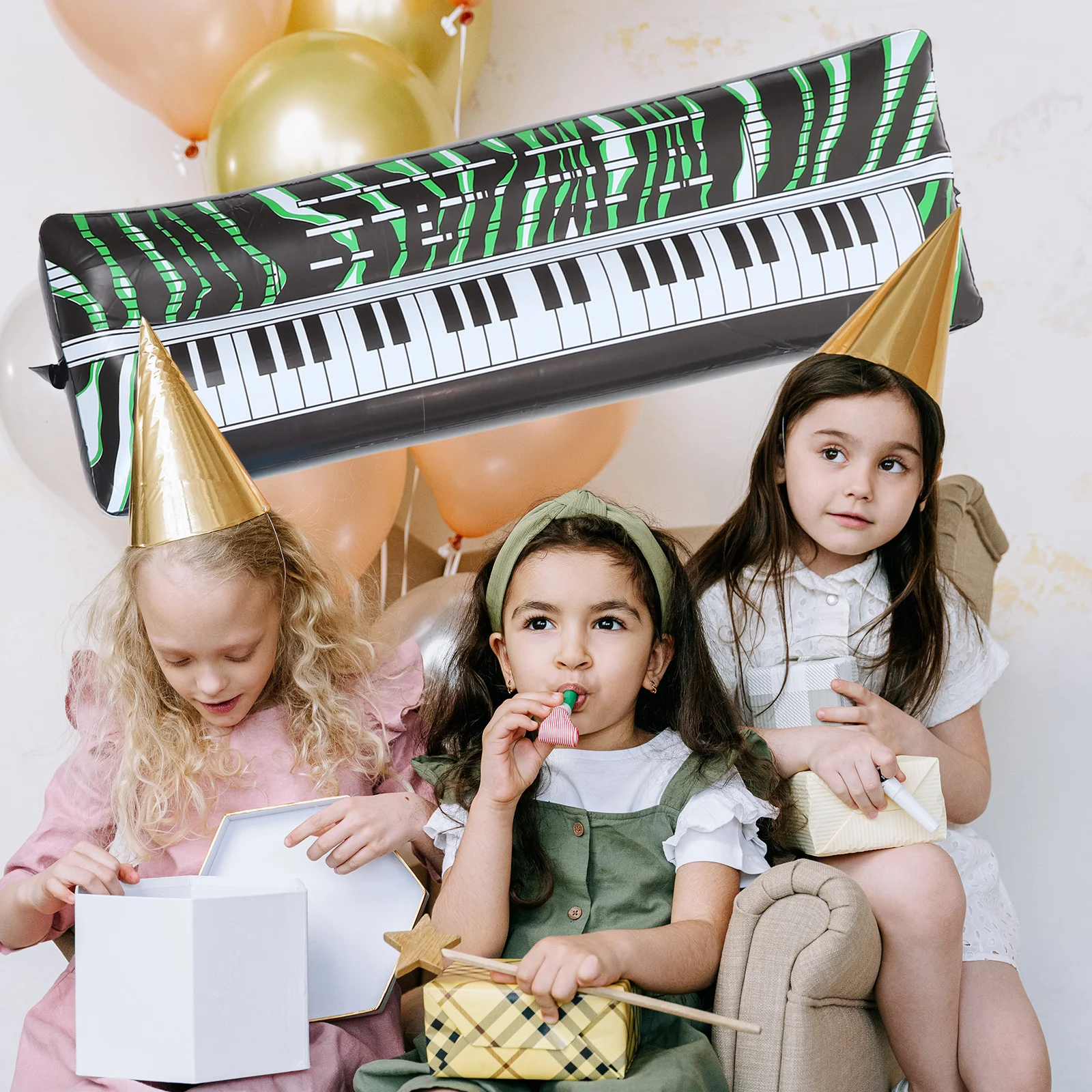 2 Pcs Inflatable Electronic Keyboard Banjo Musical Instrument Disco Hip Hop Party Photo Props Instruments and Accessories Child