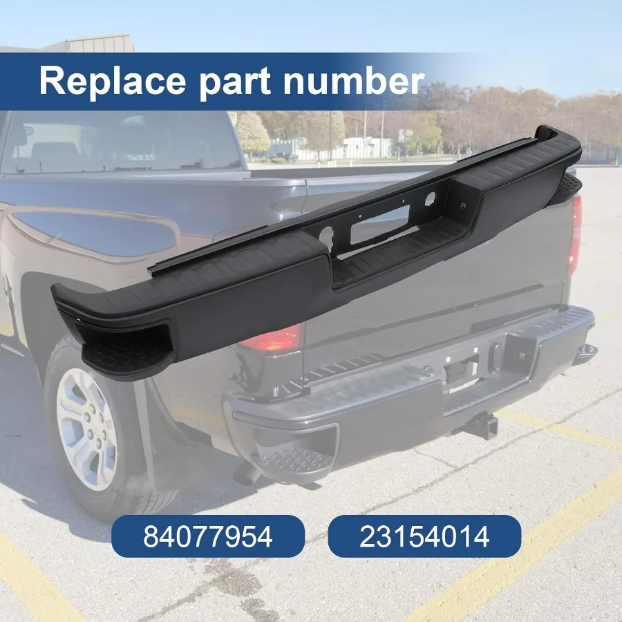 المصد الخلفي الأسود مع استبدال وسادة الخطوة لسيارة تشيفي شيفروليه سيلفرادو 1500 جي إم سي سييرا 1500 المصد الخلفي بدون الاسمية