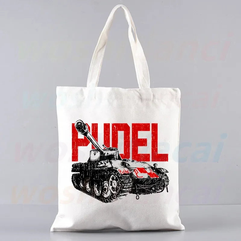 Tiger Panzeriv Panther Tanks Print Reusable Shopping Bag Women Canvas Tote Bags Printing Eco Bag Cartoon Shopper Shoulder Bags