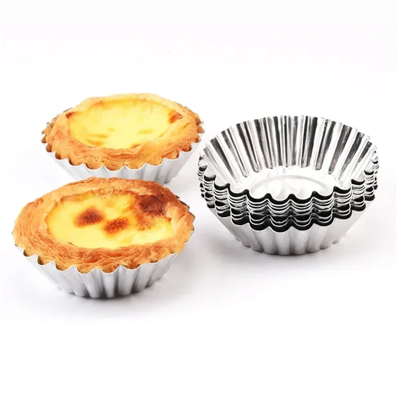 10/20pcs Reusable Aluminum Alloy Cupcake Egg Tart Mold Cookie Pudding Mould Nonstick Cake Egg Baking Mold Pastry Tools