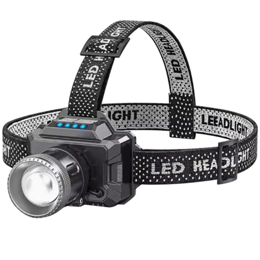 LED Headlamp Waterproof TYPE-C Rechargeable Headlight 18650 Battery Fishing Searching Camping Head Flashlight Zoom Lantern