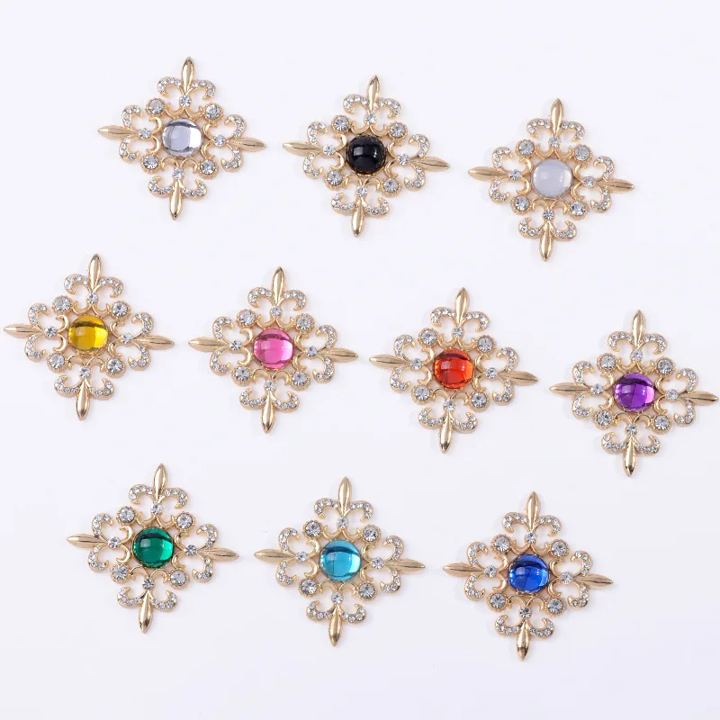 Trendy clothing, hair accessories, alloy accessories, jewelry, retro court pattern, diamond-encrusted hollow square flower plate