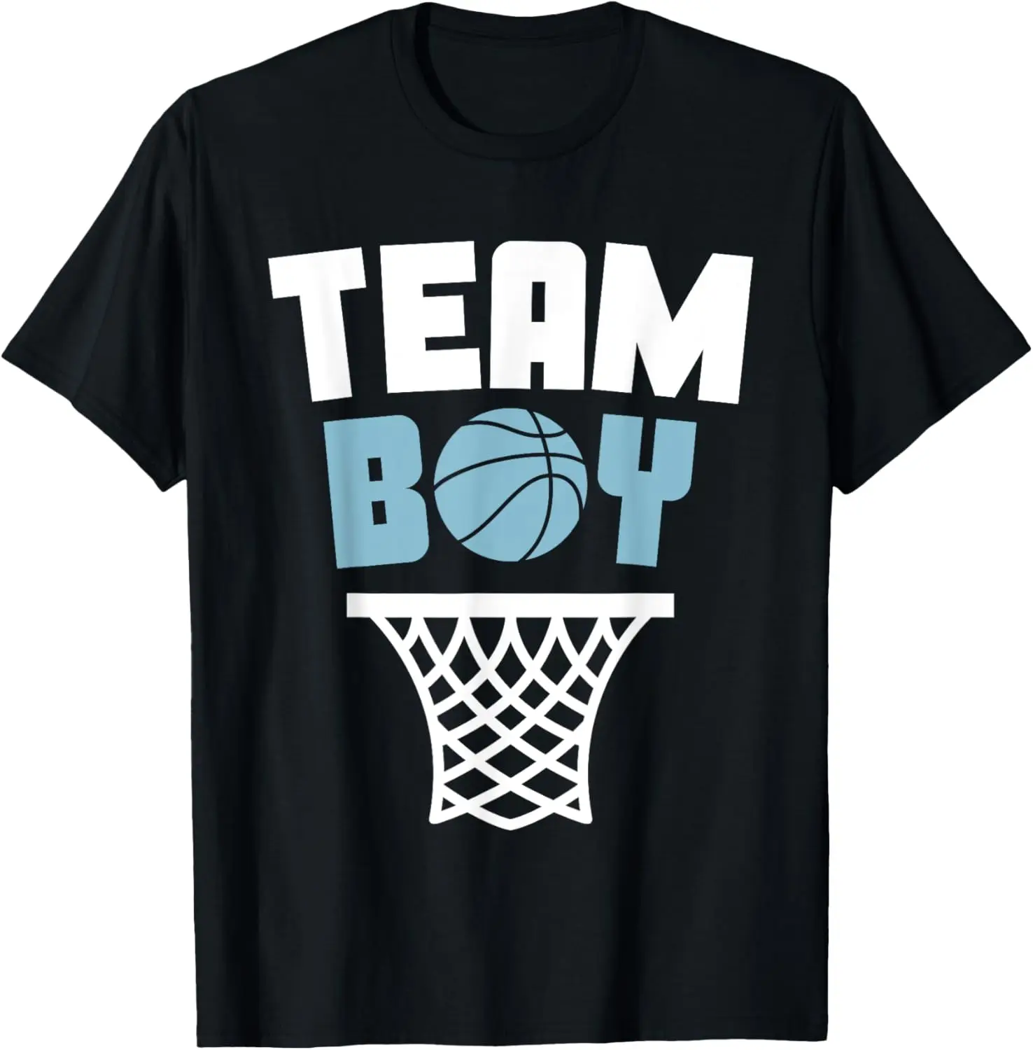 Team Boy Basketball Gender Reveal Blue Baby Shower Party T-Shirt