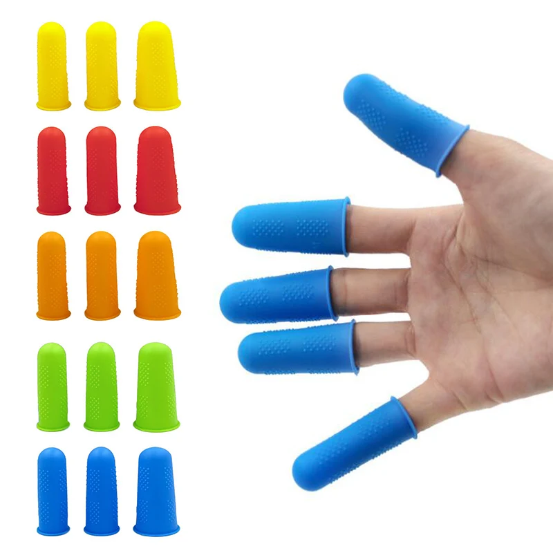 3Pcs Silicone Anti-cut Heat Resistant Finger Protector Fingers Cap Cooking Tool Non-slip Cot High Elasticity Guard