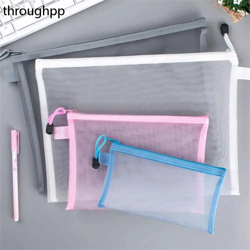 

Transparent Mesh Zipper Document Bag A4/A5/A6 Pencil Storage Bags School Supply