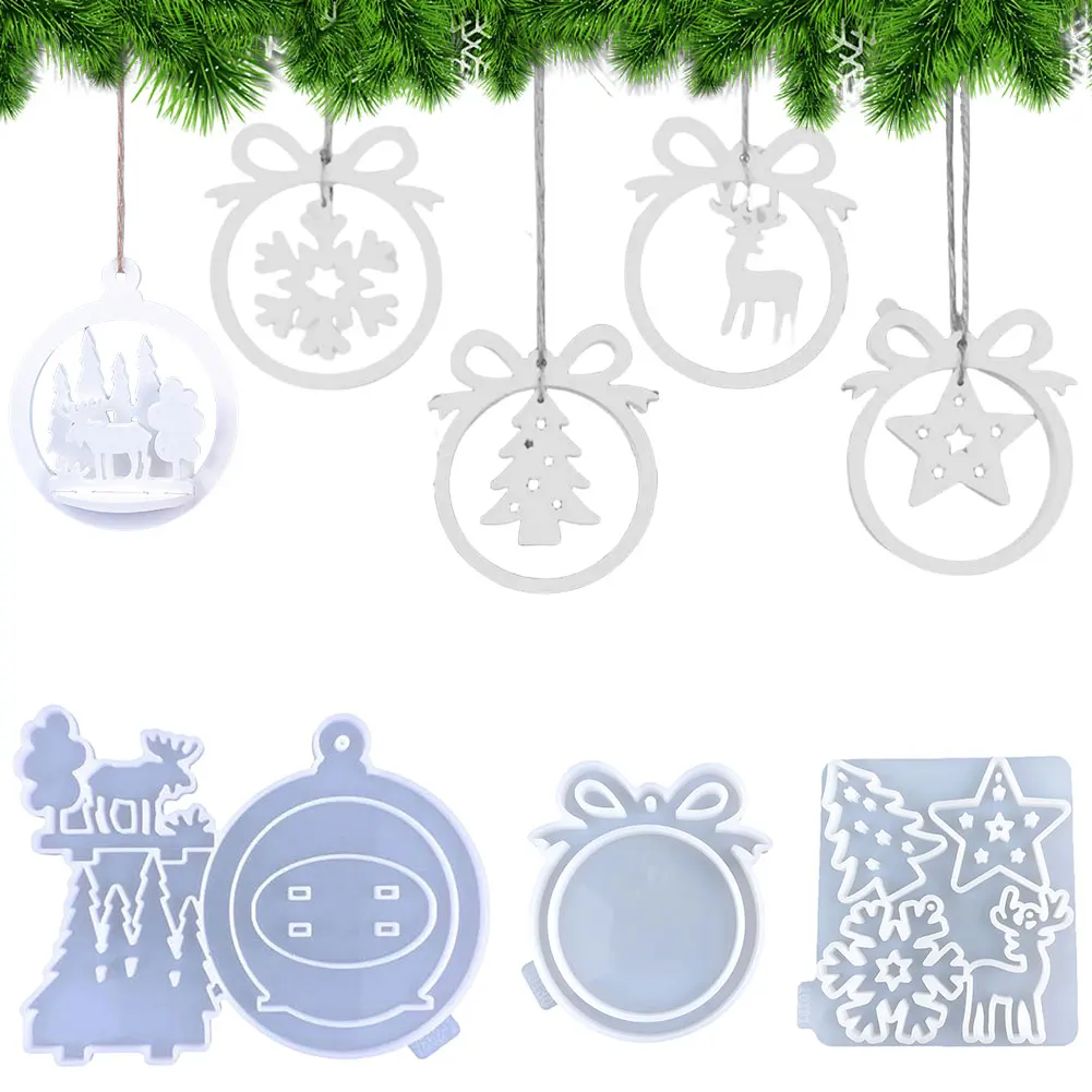 

Silicone DIY Christmas Pendant Moulds Christmas Hanging Decor Plaster Mould 3D Xmas Hanging Pendant Mold for Home Decor