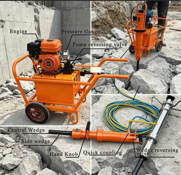 Diesel Engine Hydraulic Rock Splitter Stone Splitter Wedge Hydraulic Rock Splitter 10-15s Fast Splitting Customized 46mm