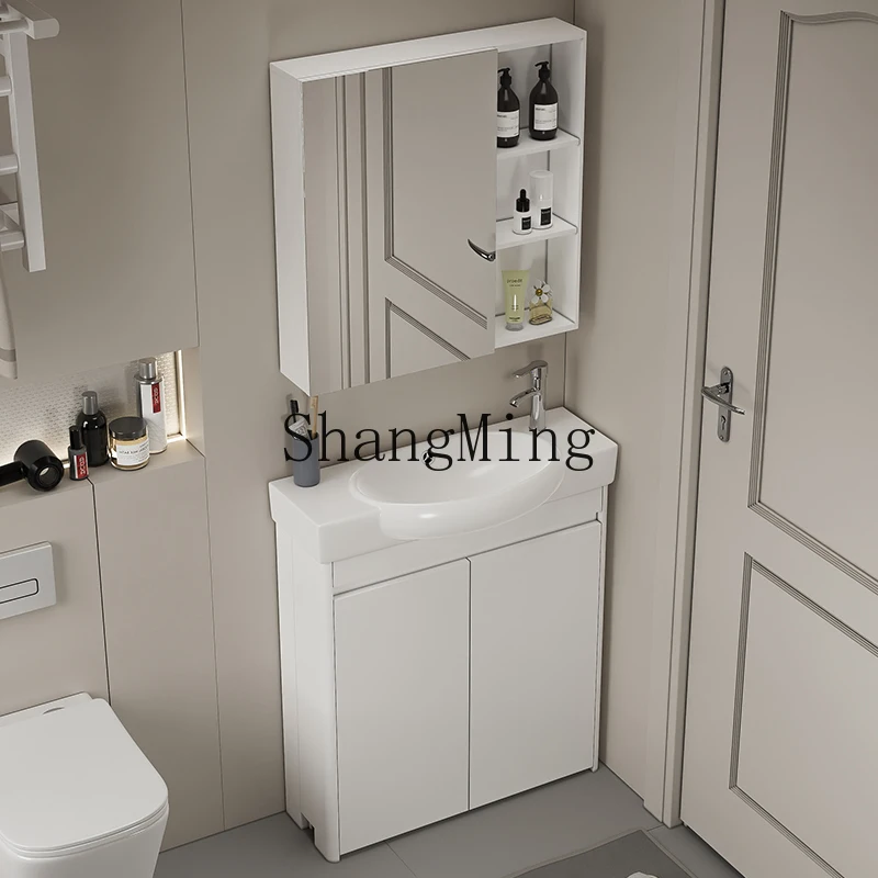 

HJ wash basin cabinet combination small apartment bathroom narrow long bathroom cabinet small size washbasin floor